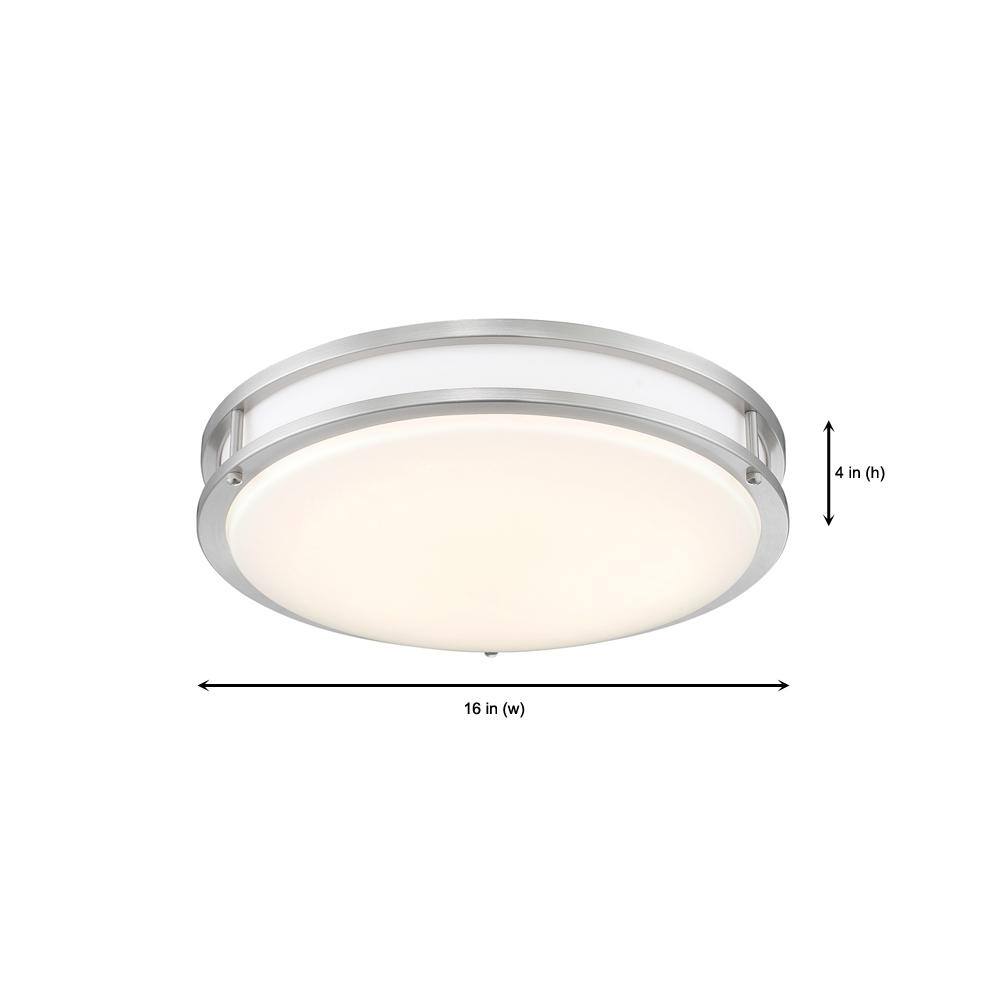 Designers Fountain 16 in. Voice Controlled Colors Brushed Nickel Smart Selectable CCT LED Ceiling Light Flush Mount LED1554RGB-BN