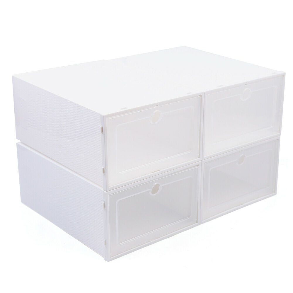 Anqidi 24Pcs Shoe Organizer， Foldable White Plastic Shoe Storage Boxes 12.99*9.06*5.51 In