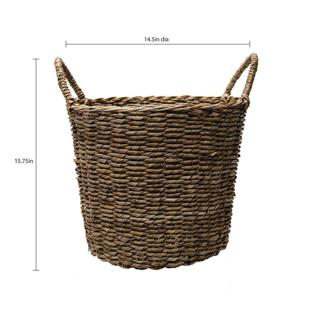 MPG 14.5 in. Dia Seagrass Basket Planter in a Natural Finish with Plastic Liner BT8906