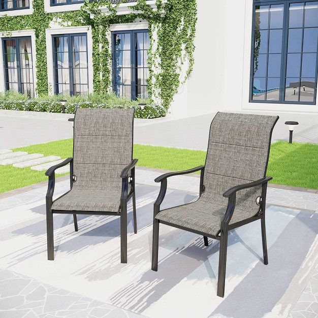 2pk Steel Patio Padded Sling Arm Chairs Captiva Designs