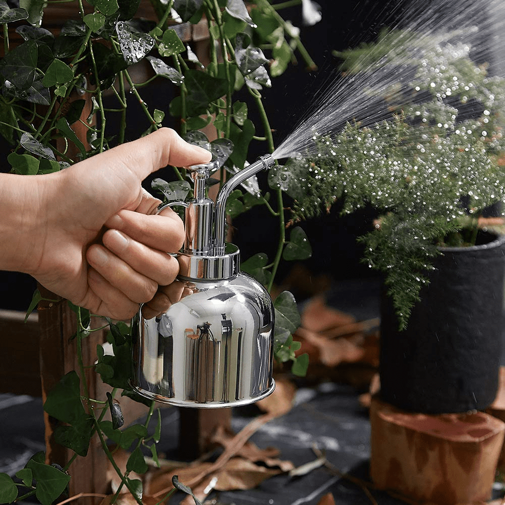 Achort Stainless Steel Plant Mister Spray Bottle， Antique Mini Plant Watering Can - Silver