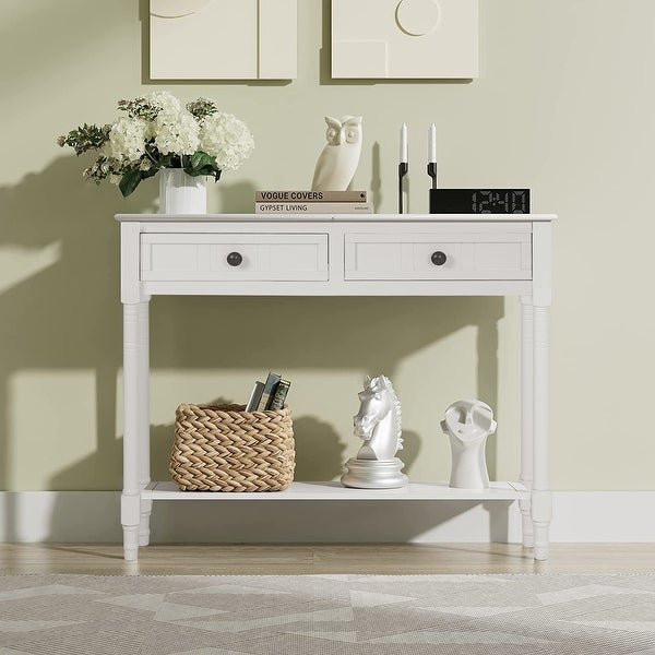 Modern 2-drawer Console Table with Shelf-35.4