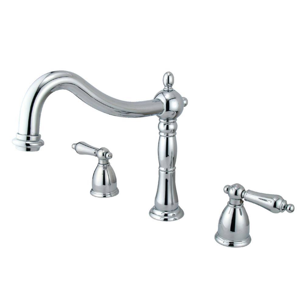 Kingston Brass Heritage 2-Handle Deck-Mount Roman Tub Faucet in Polished Chrome (Valve Included) HKS1341AL