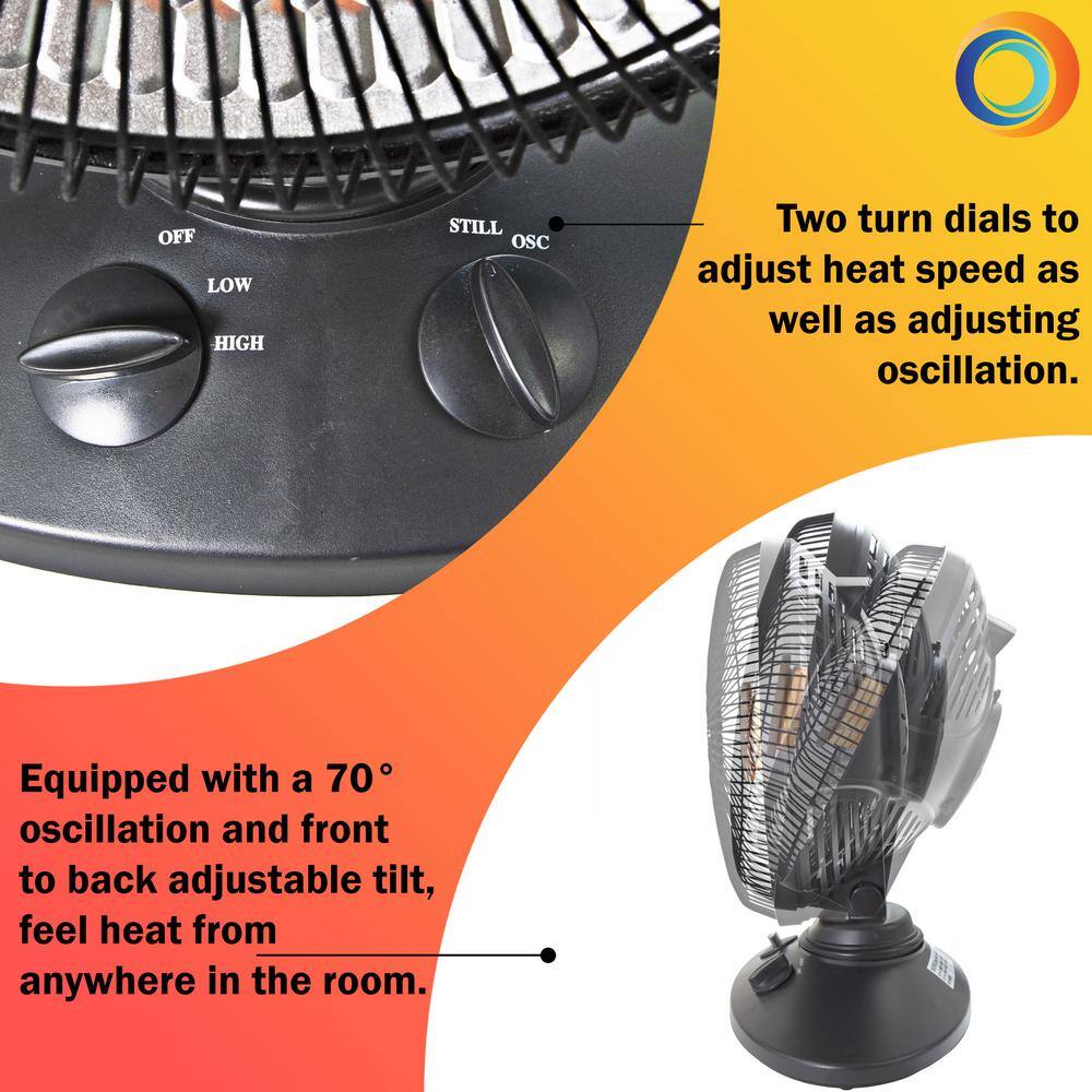 Comfort Zone 7001000-Watt Oscillating Parabolic Dish Radiant Electric Portable Heater CZ998