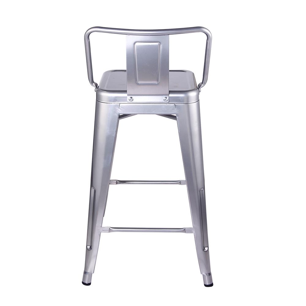 GIA Design Group 24 Inch Counter Height Low Back Metal Stool， Sliver