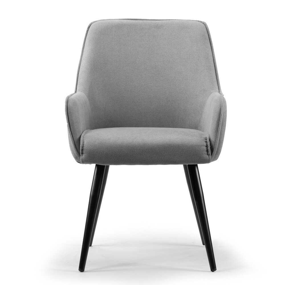 Set of 2 Amir Grey Dining Chair with Black Metal Legs and Square Arms