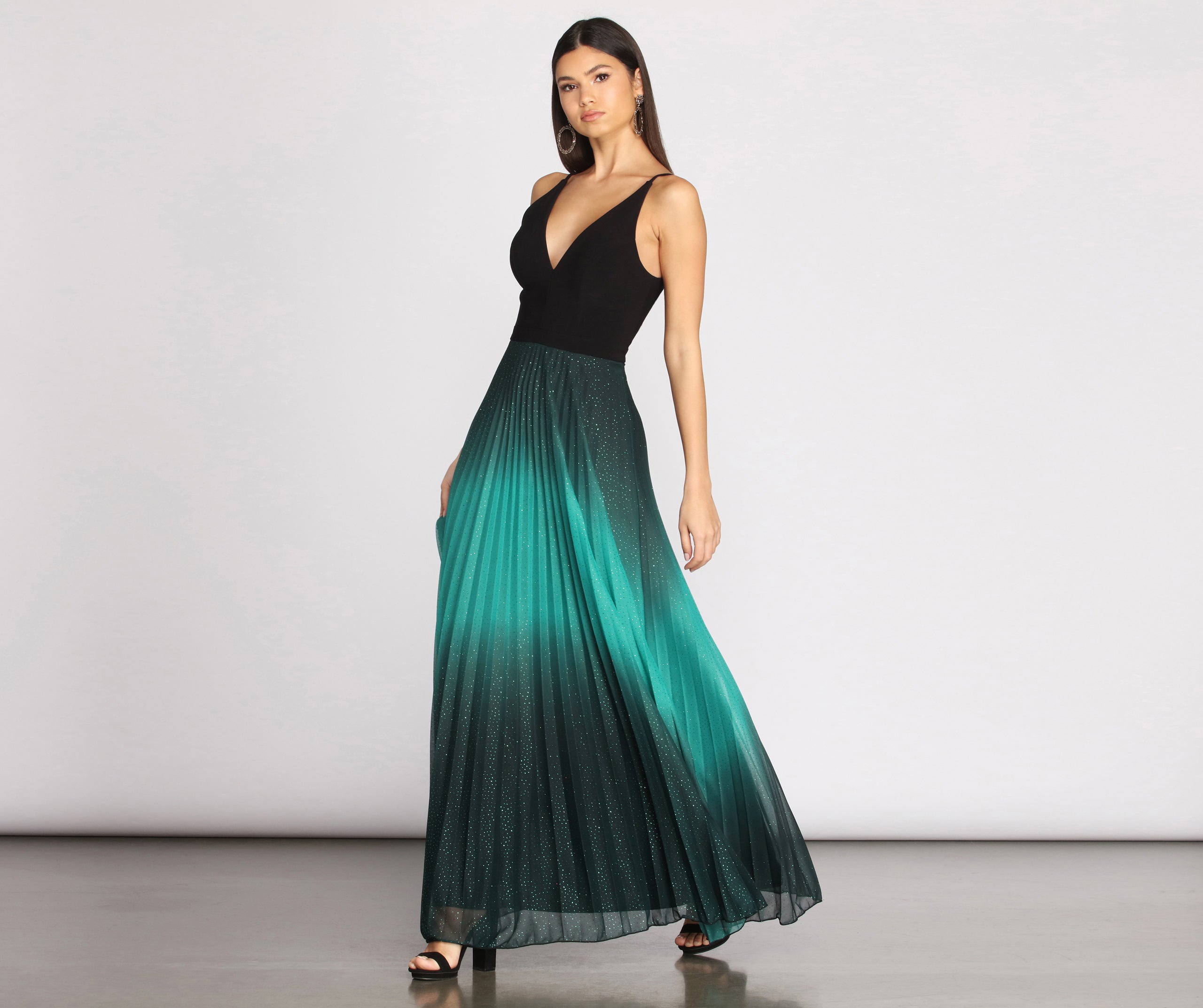 Mishka Pleated Ombre Formal Dress