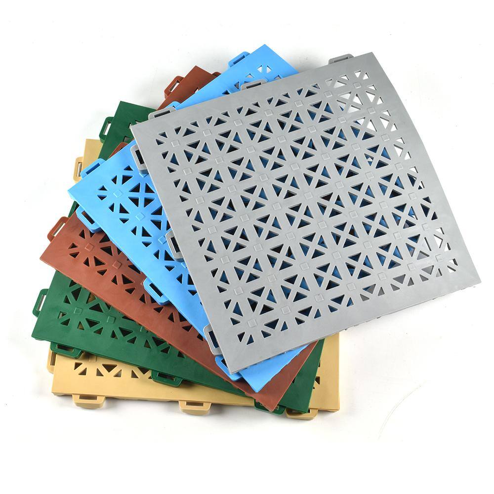 Greatmats StayLock Perforated Green 12 in. x 12 in. x 0.56 in. PVC Plastic Interlocking Outdoor Floor Tile (Case of 26) STLP12x12GRN26