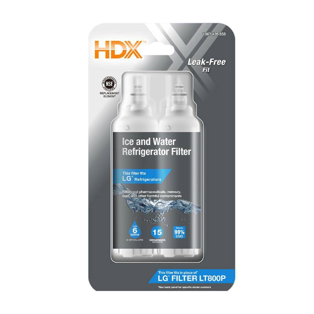 HDX HDX FML-4 Premium Refrigerator Water Filter Replacement For LG LT800P (2-Pack) FML-4