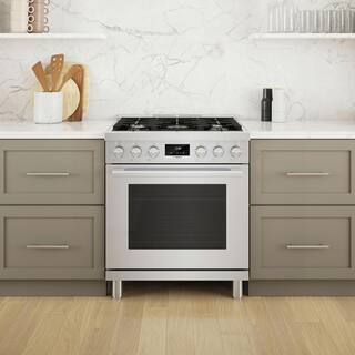 Bosch 800 Series 30 in. 3.9 cu. ft. Industrial Style Dual Fuel Range with 5-Burners in Stainless Steel HDS8055U