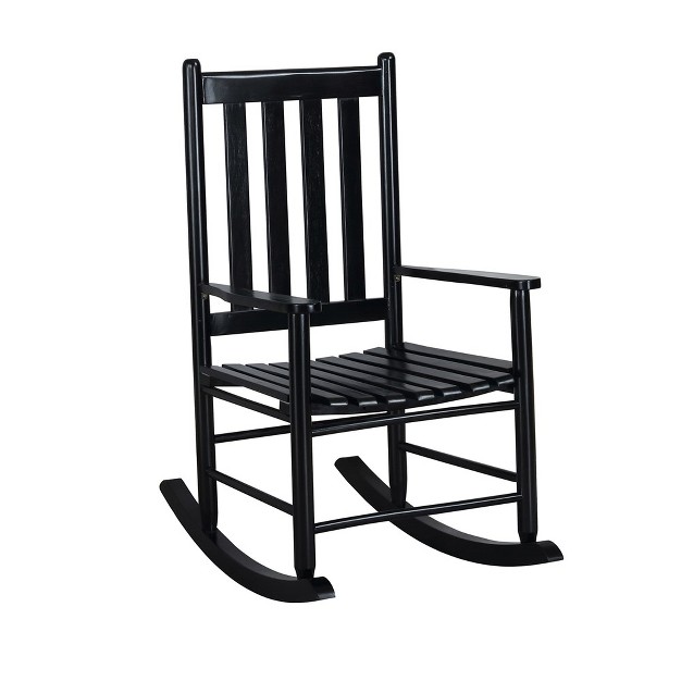 Simple Relax Wooden Rocking Chair With Slatted Backrest In Black