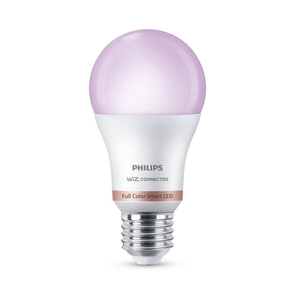 Philips 60-Watt Equivalent A19 LED Smart Wi-Fi Color Changing Smart Light Bulb powered by WiZ with Bluetooth (1-Pack) 562702