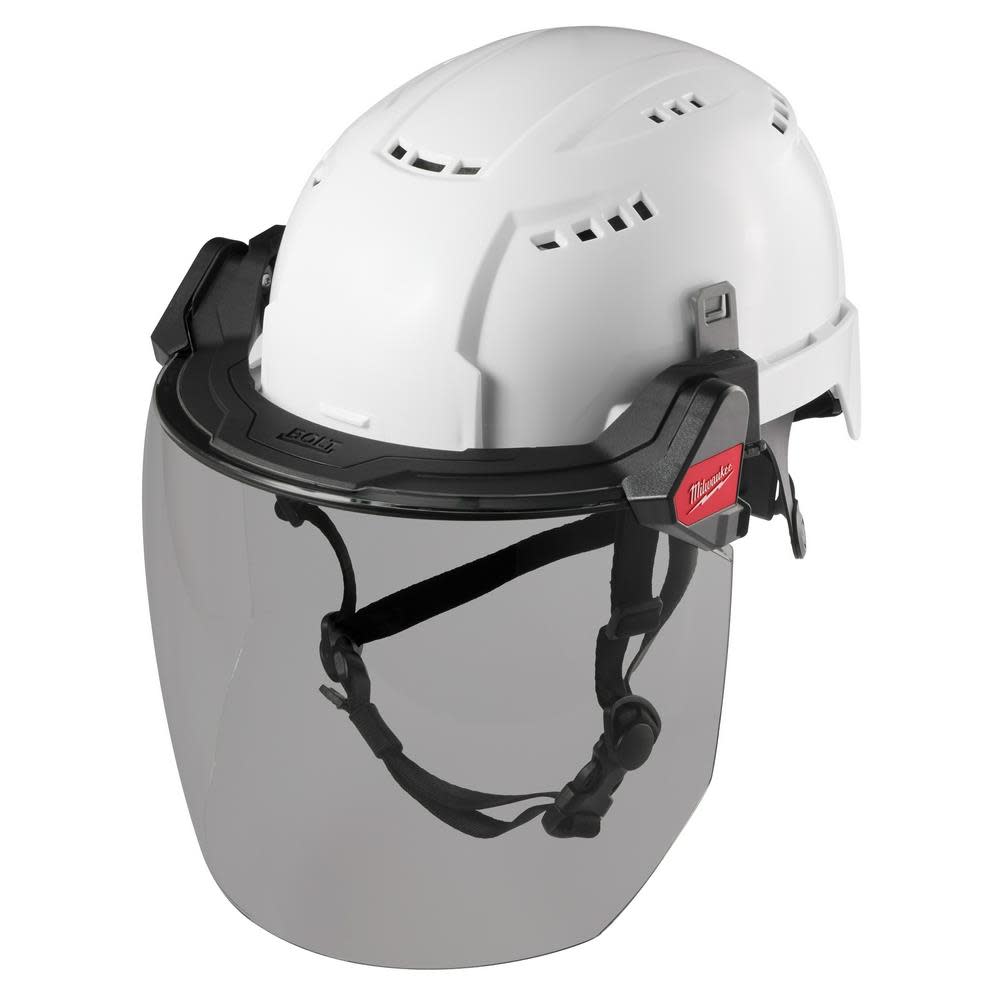 Milwaukee BOLT Full Face Shield Gray Dual Coat Lens Compatible with Milwaukee Safety Helmets and Hard Hats