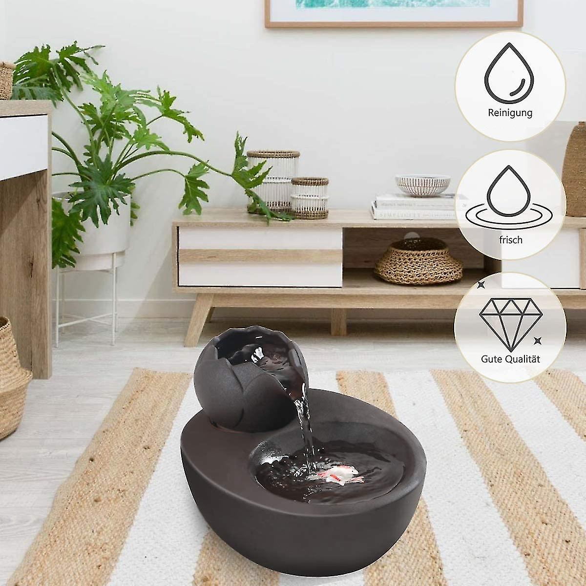 Ceramic Pet Water Dispenser - Lotus Vertical Cat Drinking Fountain