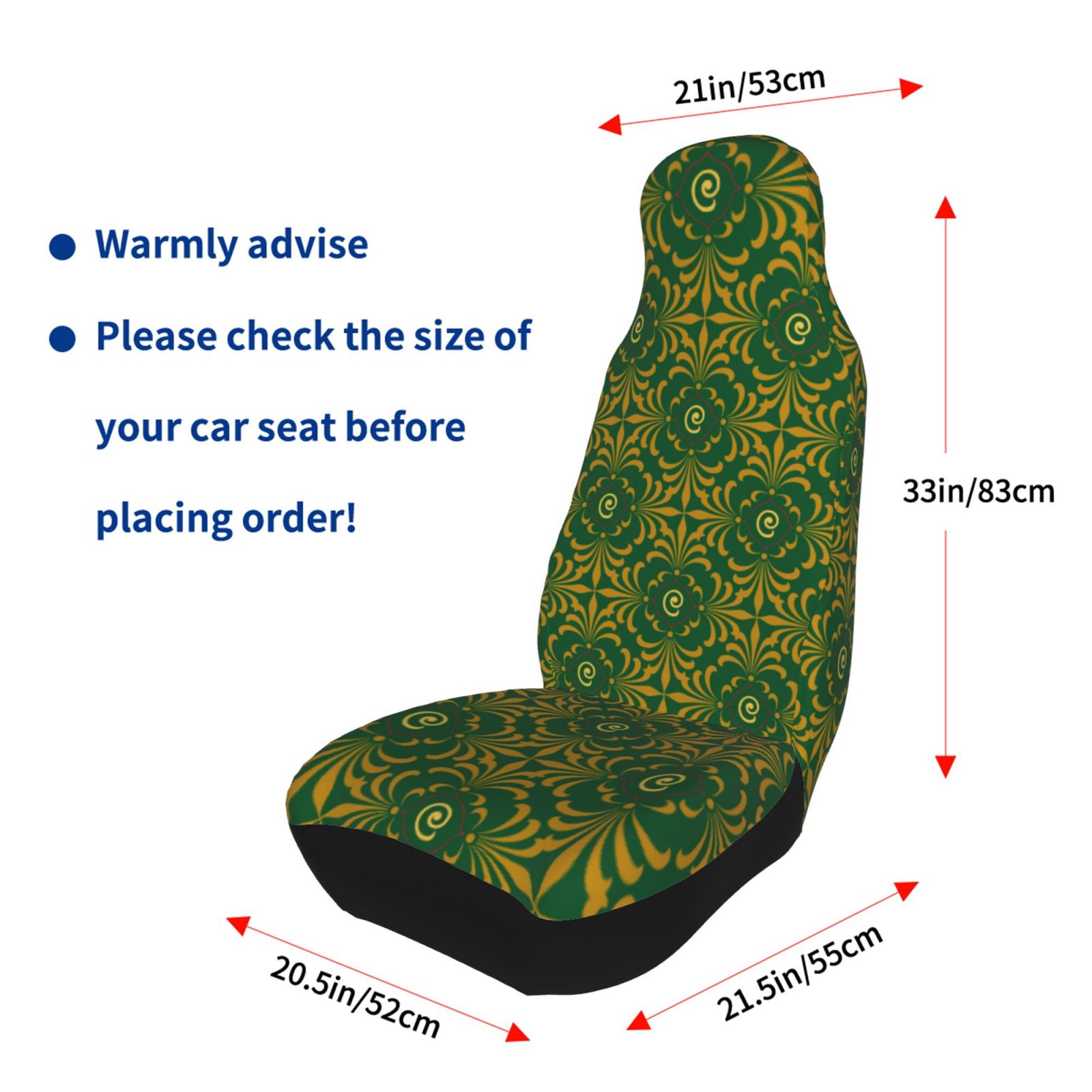 TEQUAN Front Seat Covers， Green Yellow Leaves Pattern 2 Piece Car Seat Cover Fit Most Car SUV Truck Van