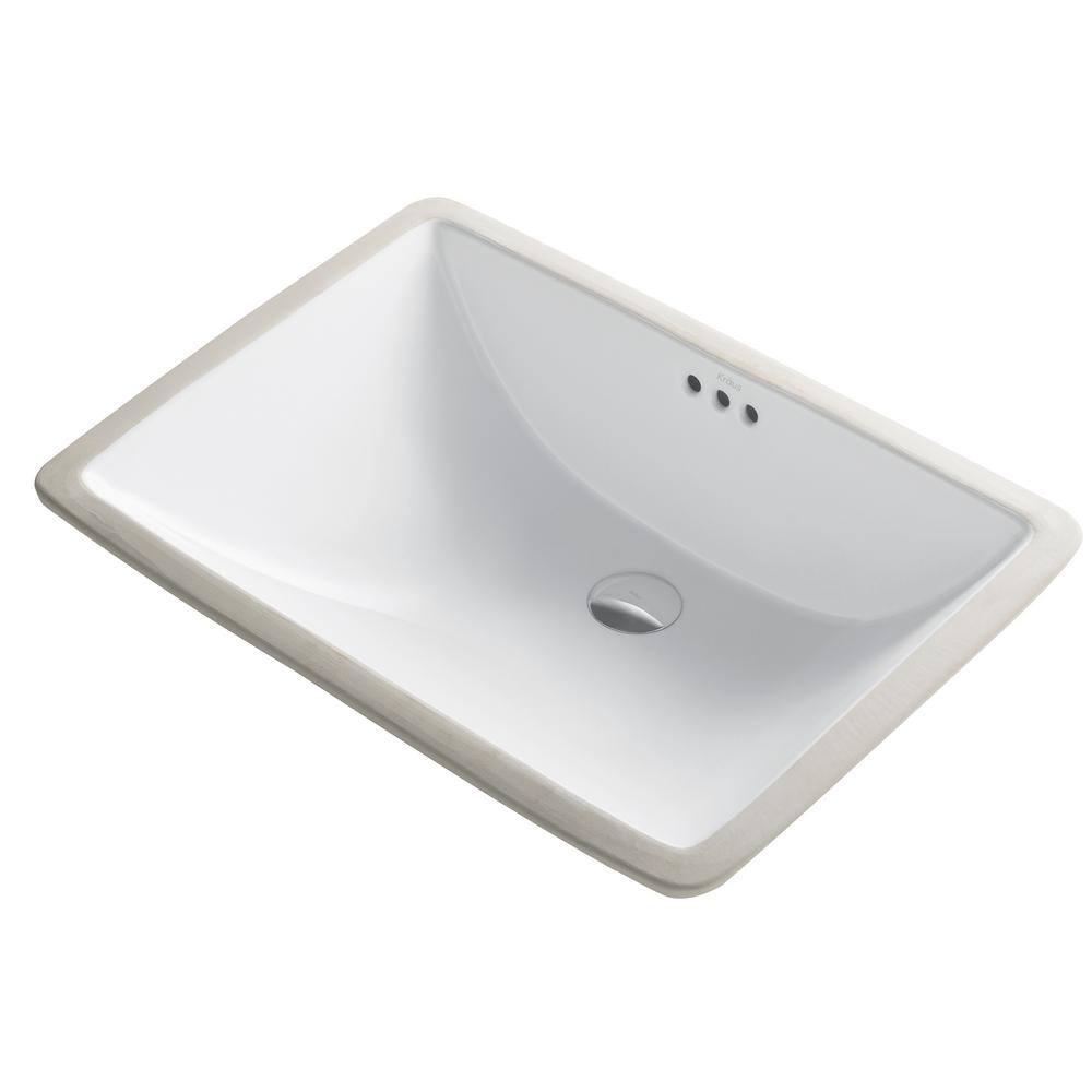 KRAUS Elavo Large Rectangular Ceramic Undermount Bathroom Sink in White with Overflow KCU-251