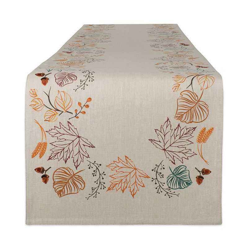 72 Beige Rectangular Double Sided Autumn Leaves Table Runner