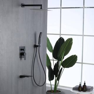 FLG Single-Handle 1-Spray Tub and Shower Faucet with 10 in. Shower Head and Hand Shower in Matte Black (Valve Included) SS-0096-MB-10