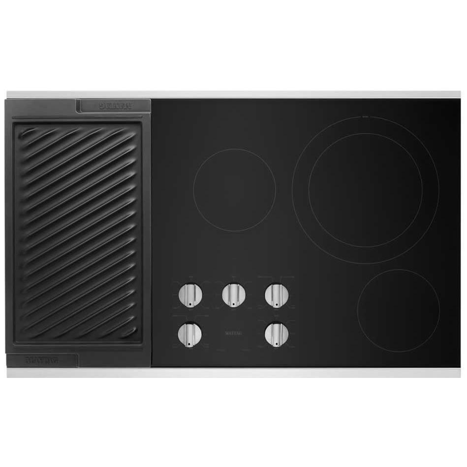 Maytag 36-inch Built-in Electric Cooktop with Reversible Grill and Griddle MEC8836HS