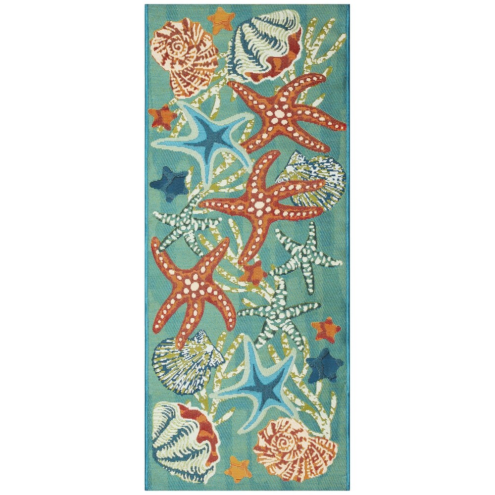 Liora Manne Esencia Starfish Song Indoor/Outdoor Mat Aqua 1'11\
