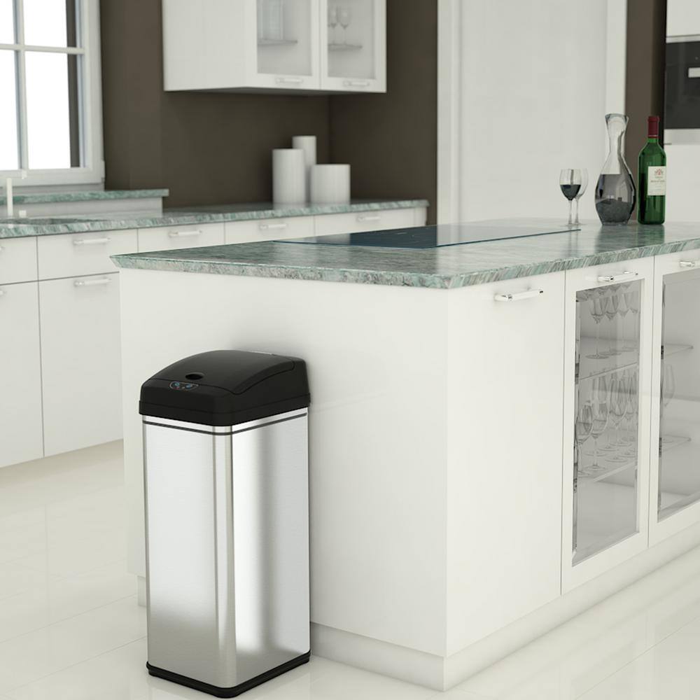 iTouchless 13.2 Gal. and 2 Gal. Touchless Infrared Sensor Automatic Stainless Steel Trash Can Combo CDZT1302SS