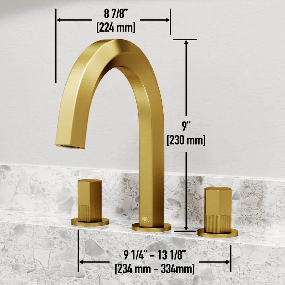 VIGO Hart Two Handle Bathroom Faucet in Matte Brushed Gold