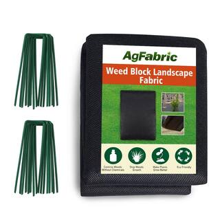 Agfabric 6 ft. x 50 ft. 3oz. Non-Woven Weed Barrier Landscape Fabric with 20 U-Shaped Securing Pegs WBP300650