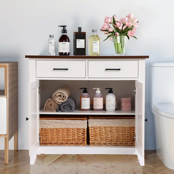 White Wood 2-Drawer 2-Door Sideboard Storage Cabinet - 32.83