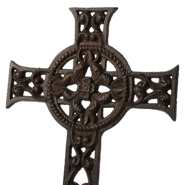 Wrought Iron Rustic Celtic Cross Decoration Christian Religious，11.5x7.7x0.5