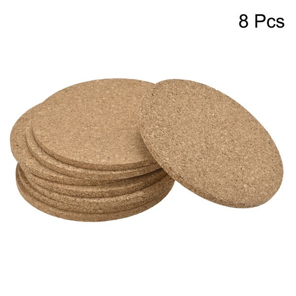 100mm Round Coasters 4mm Thick Cork Cup Mat Pad for Tableware 8pcs - Wood