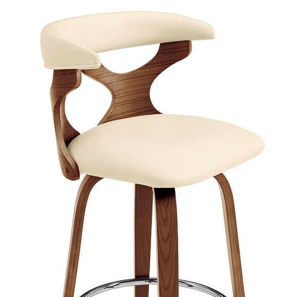 Zenia Modern Faux Leather and Wood Swivel Bar/Counter Stool