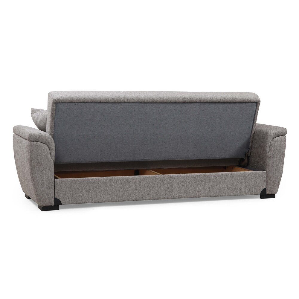 Brooksville Light Grey Fabric Upholstered Convertible Sleeper Sofa with Storage