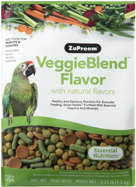 ZuPreem VeggieBlend Flavor with Natural Flavor， Daily Parrot and Conure Food， 3.25-lb bag