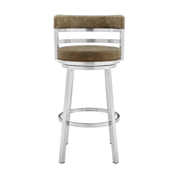 Madrid Modern Swivel Counter/Bar Stool in Faux Leather and Brushed Stainless Steel