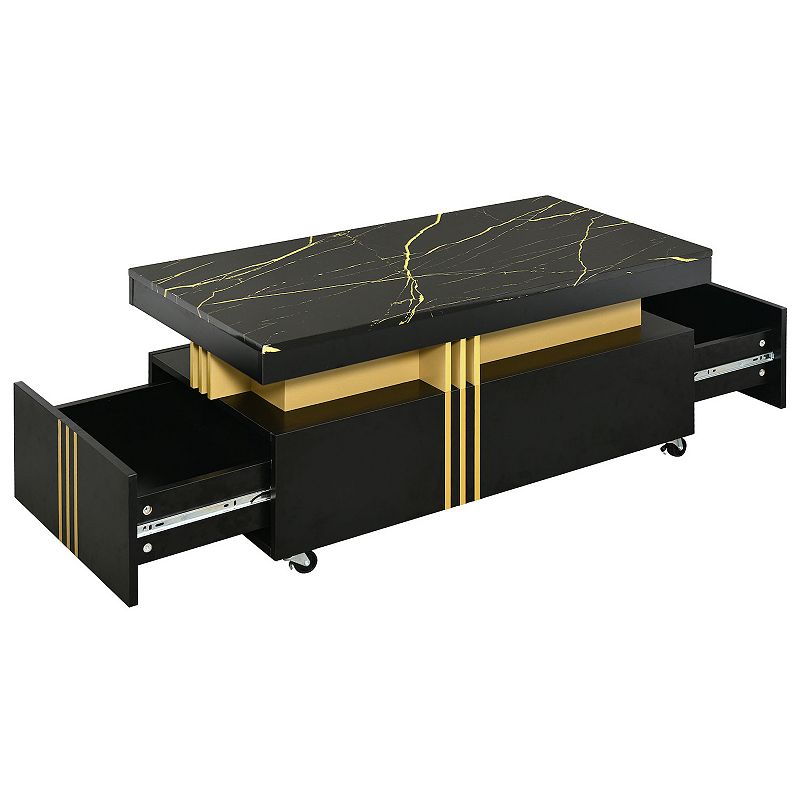 Merax Contemporary Coffee Table With Faux Marble Top