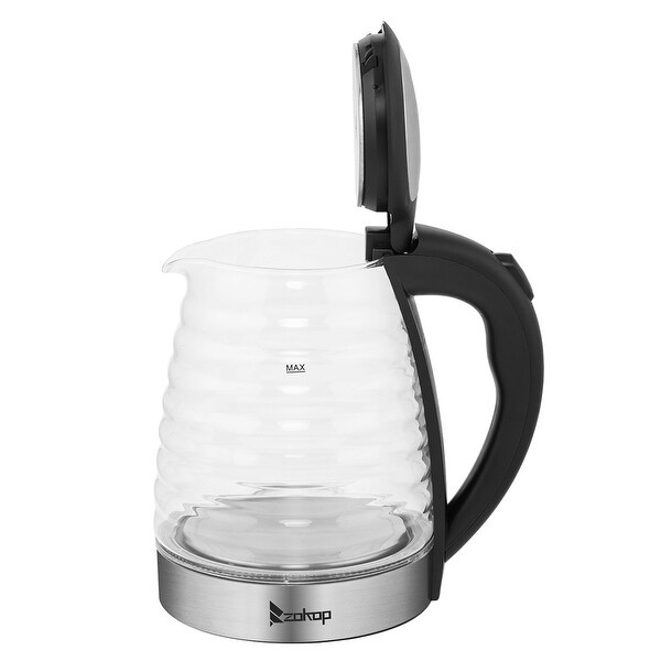 1.8L Stainless Steel Electric Kettle， Borosilicate Glass Kettle