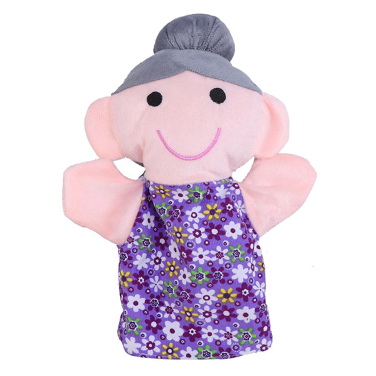 Baby Fabric Hand Puppets Adorable Family Hand Doll Toy Storytelling Toy (grandmother Pattern 25cm)