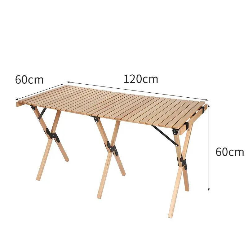 Wholesale Outdoor Picnic Camping Beech Carbon Steel Chicken Rolls Table