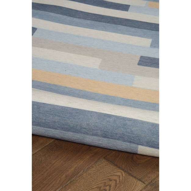 Fentress Washable Outdoor Rug Ivory blue Linon