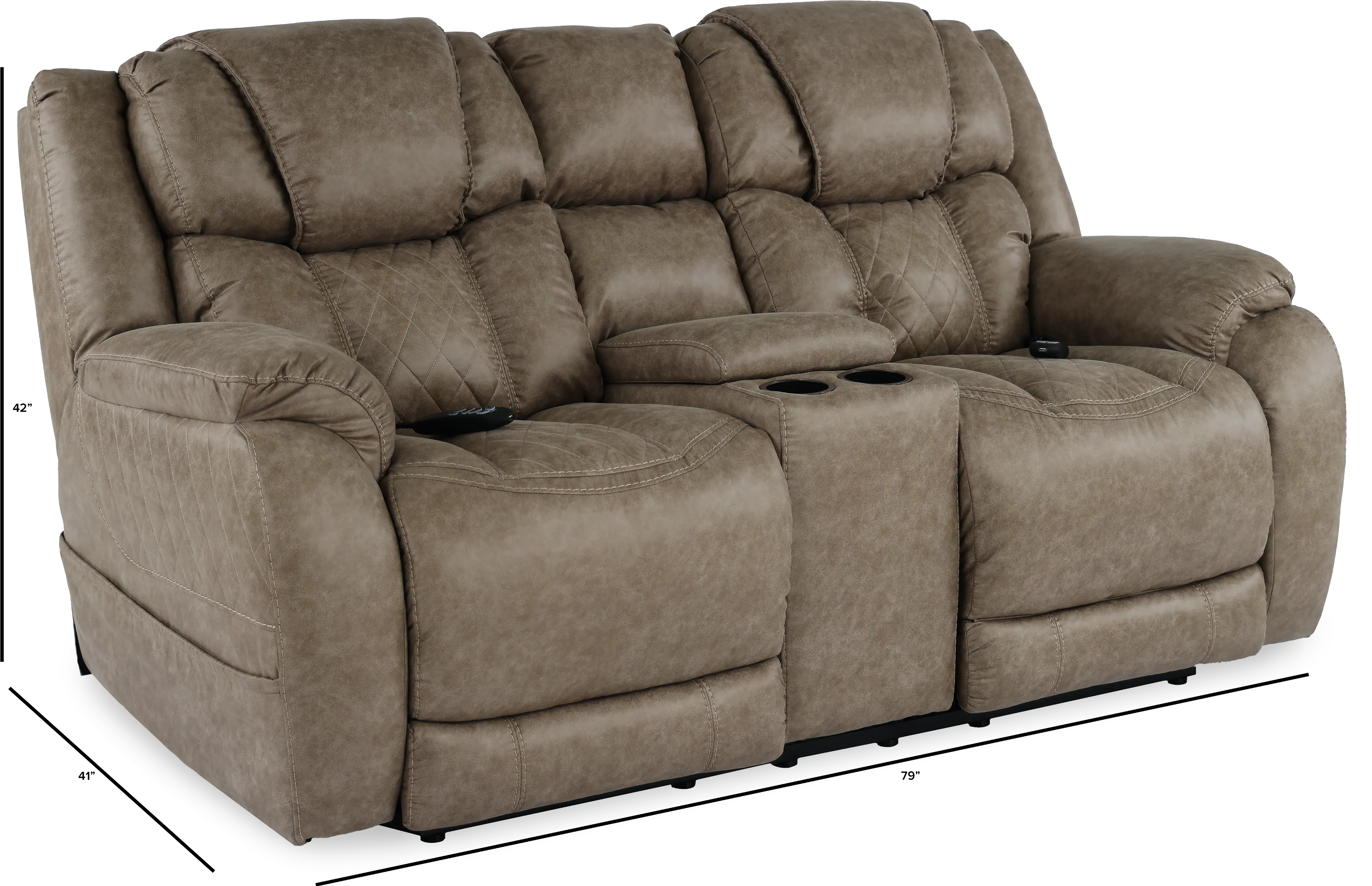 Daytona Mushroom Tan Power Reclining Loveseat with Console