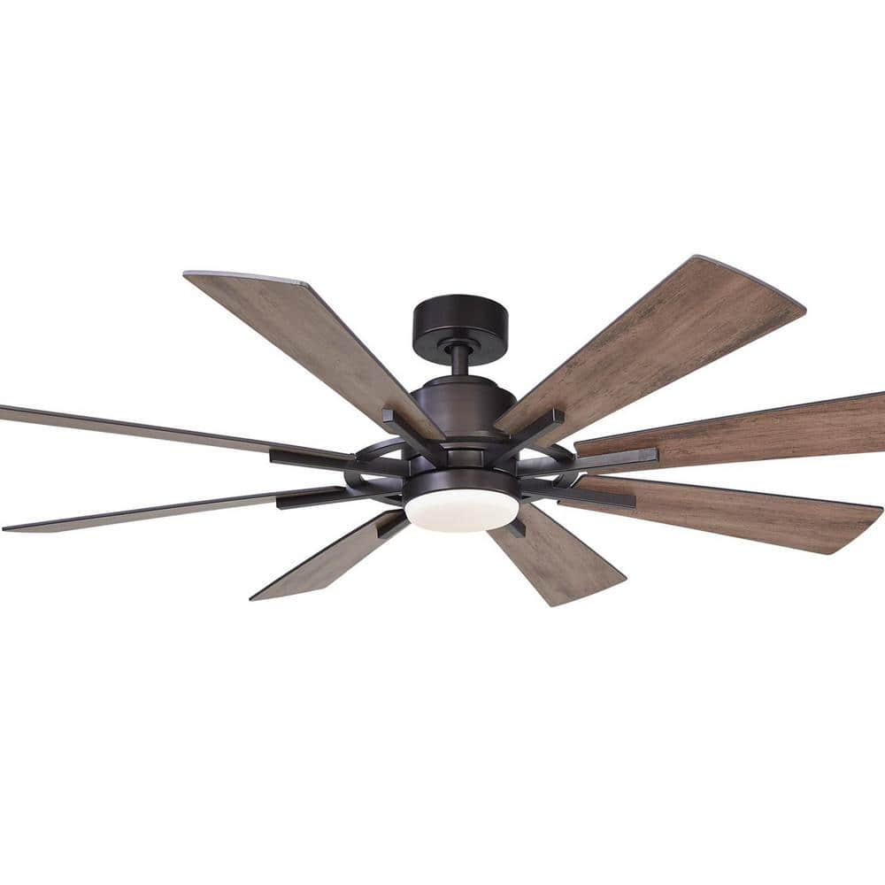 Parrot Uncle Oretha 60 in Windmill 8Blade LED Oilrubbed Bronze Ceiling Fan with Light and Remote Control