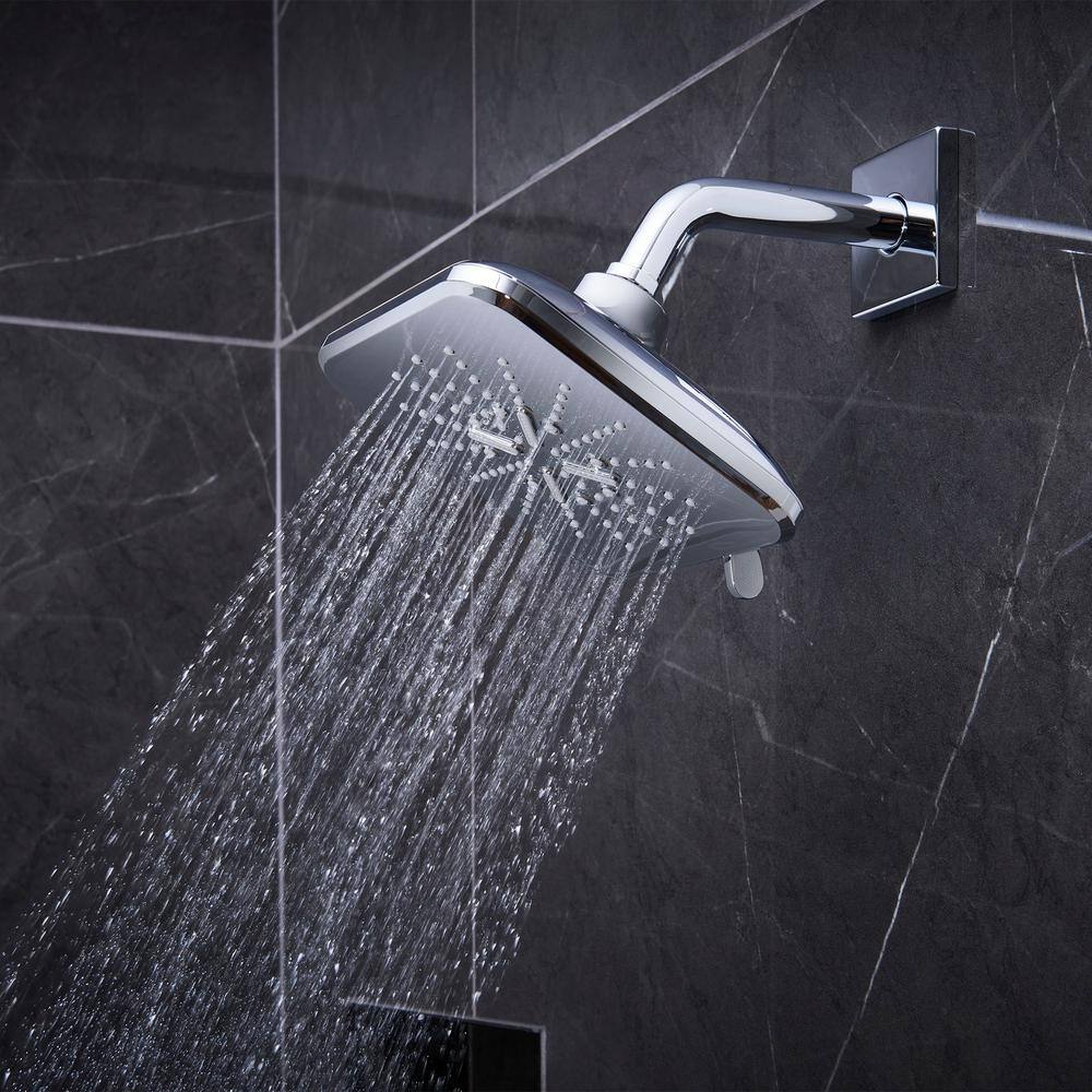 GROHE Rainshower SmartActive 3-Spray Patterns 1.75 GPM 6.5 in. Square Wall Mount Fixed Shower Head in StarLight Chrome 26797000