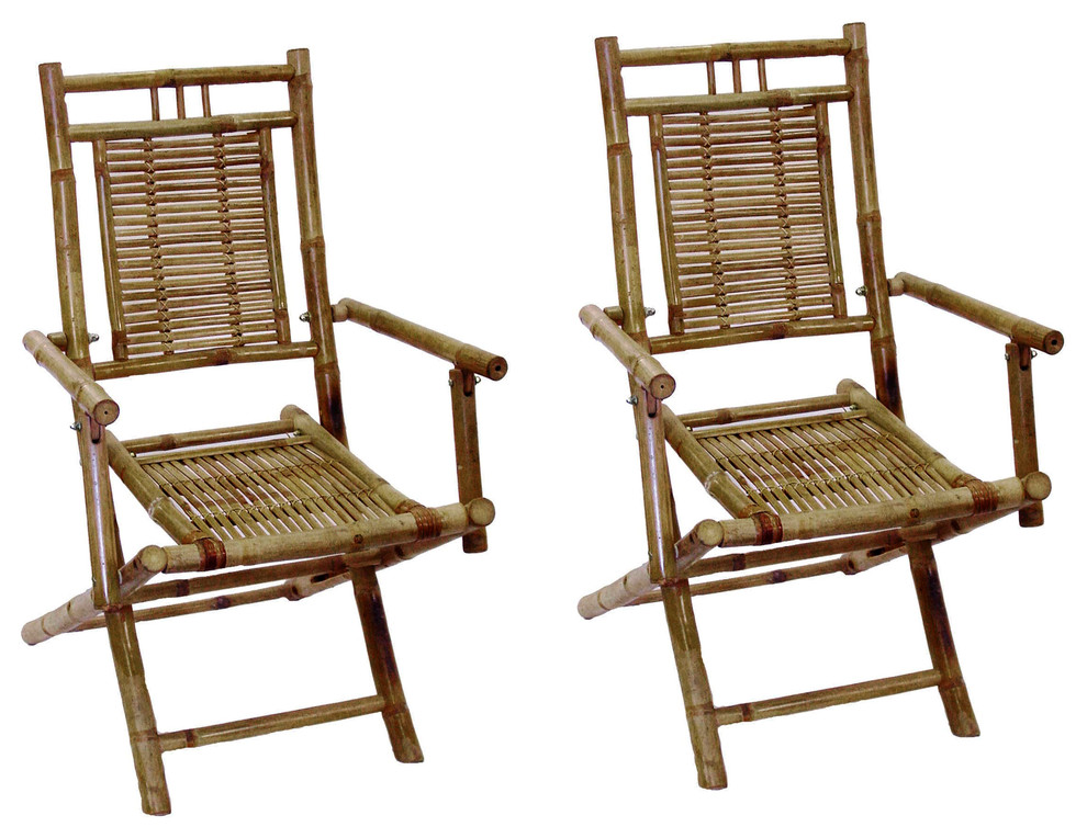 Bamboo Folding Arm Chair  Set of Two Pieces  22 quotW x 24 quotD x 37 quotH   Asian   Folding Chairs And Stools   by Master Garden Products  Houzz