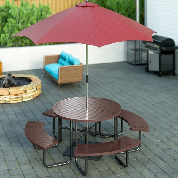 46-inch Coated Outdoor Top Round Portable Picnic Table - Overstock - 37500506