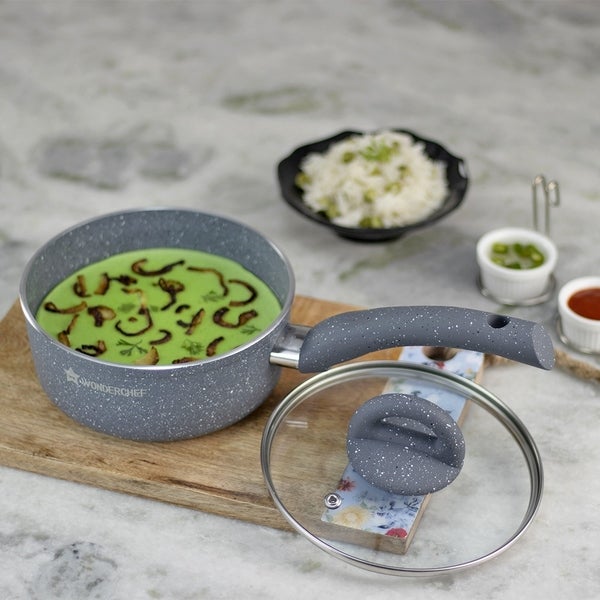 Wonderchef Granite Lentil and Curry Pan with Lid， 16 cm - 16 cm