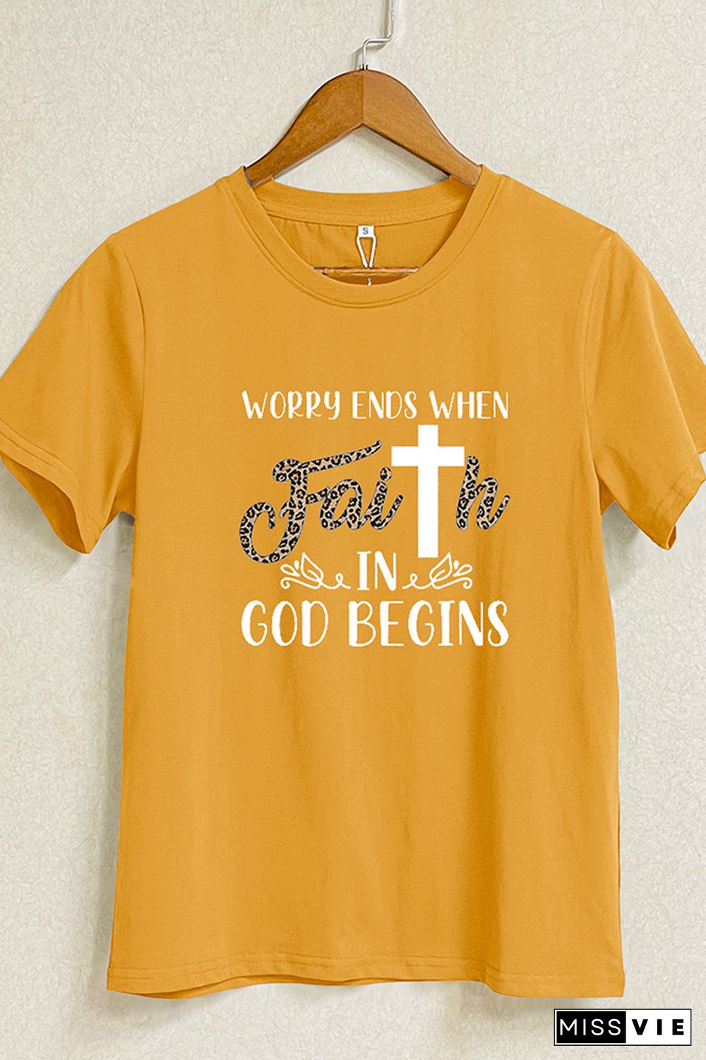 Worry Ends When Faith in God Begins Short Sleeve Graphic Tee Wholesale