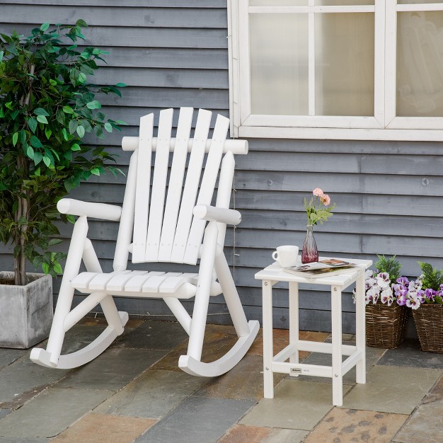 Outsunny Wooden Rocking Chair Indoor Outdoor Porch Rocker With Slatted Design High Back For Backyard Garden