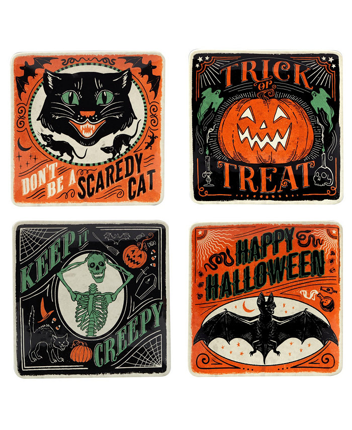 Certified International Scaredy Cat Dessert Plate Set of 4