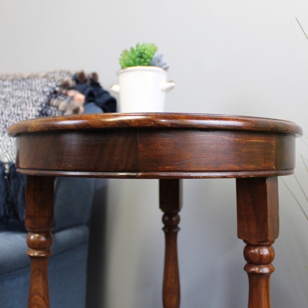 Natural Geo Decorative Wooden Hand Carved Accent Table  Brown   Traditional   Side Tables And End Tables   by Natural Geo Home Furnishings  Houzz