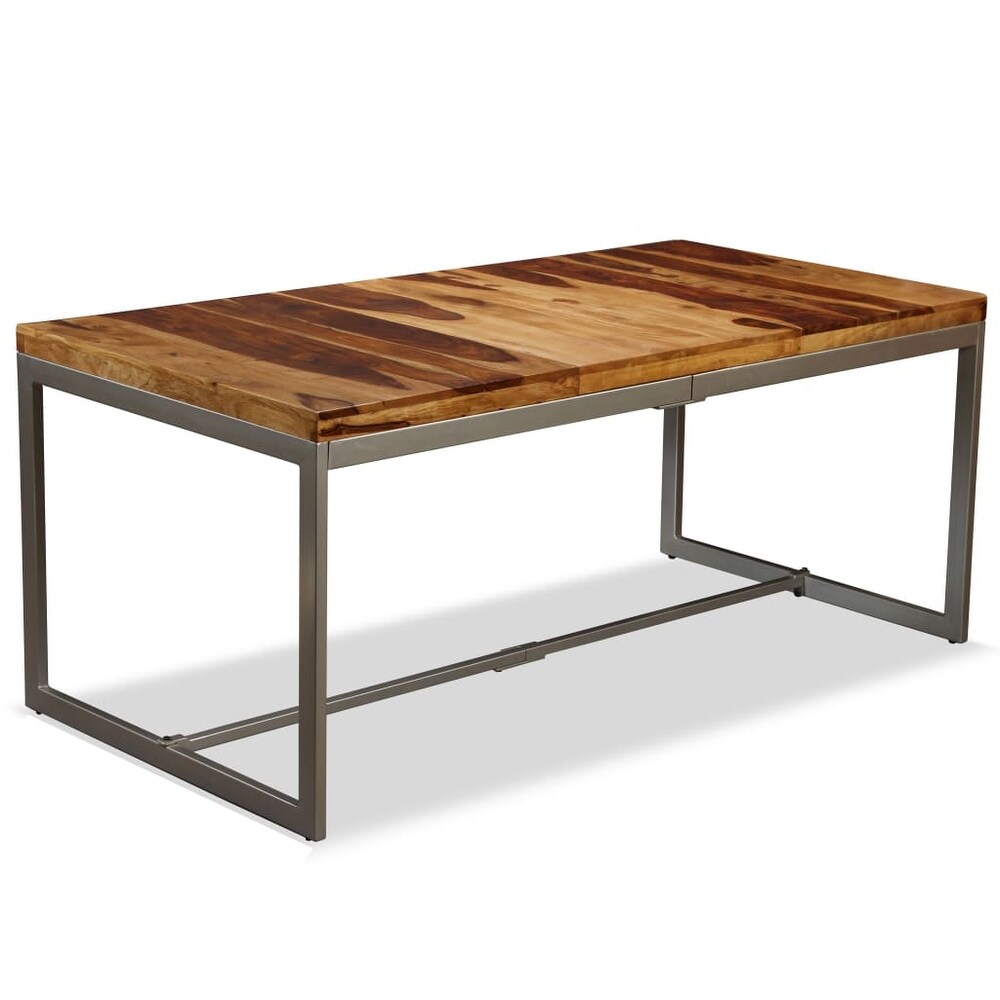 vidaXL Dining Table Solid Sheesham Wood and Steel 70.9\